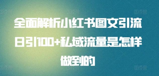 全面解析小红书图文引流日引100+私域流量是怎样做到的【揭秘】-179创客网