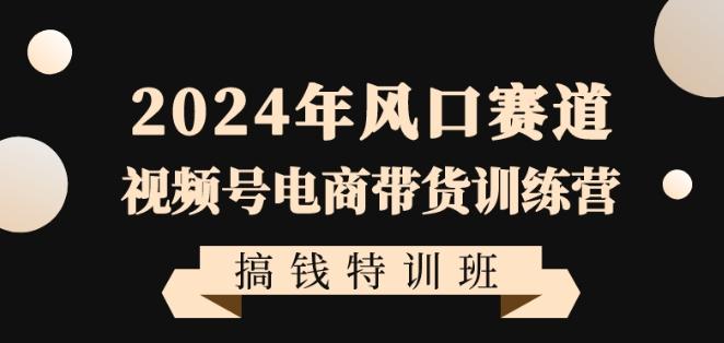 2024年风口赛道视频号电商带货训练营搞钱特训班，带领大家快速入局自媒体电商带货-网创资源