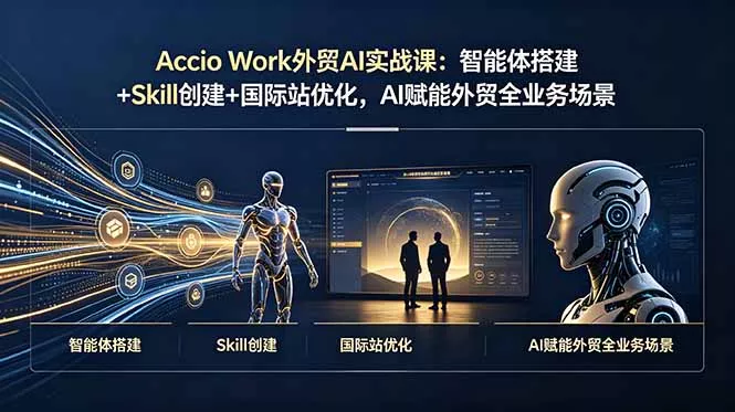 Accio Work外贸AI实战课：智能体搭建+Skill创建+国际站优化，AI赋能外贸全业务场景-179创客网