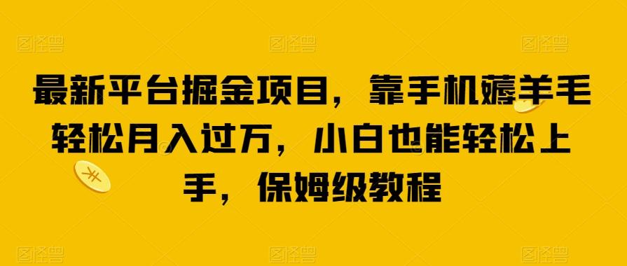 最新平台掘金项目，靠手机薅羊毛轻松月入过万，小白也能轻松上手，保姆级教程【揭秘】-179创客网