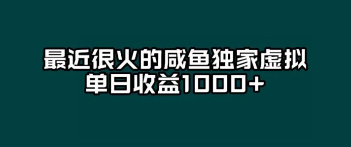 最近很火的咸鱼独家虚拟，单日收益1000+-179创客网