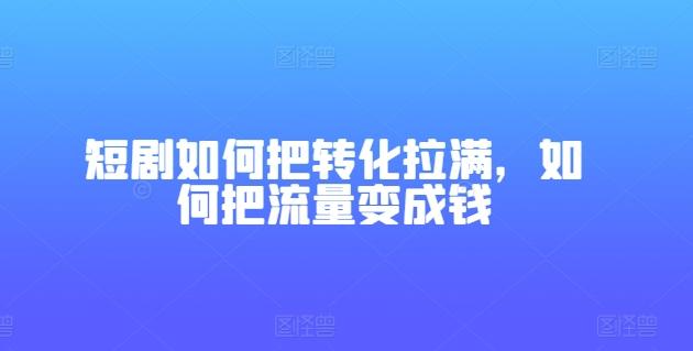 短剧如何把转化拉满，如何把流量变成钱-网创资源
