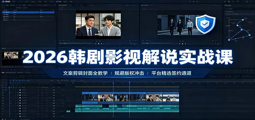 2026韩剧影视解说实战课：文案剪辑封面全教学，规避版权冲击平台精选签约通道-179创客网