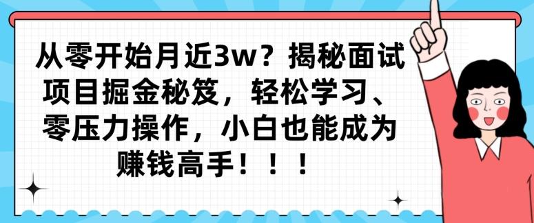 从零开始月近3w？揭秘面试项目掘金秘笈，轻松学习、零压力操作，小白也能成为赚钱高手-179创客网