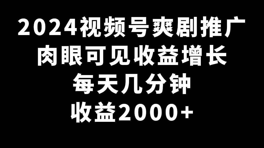 2024视频号爽剧推广，肉眼可见的收益增长，每天几分钟收益2000+-179创客网