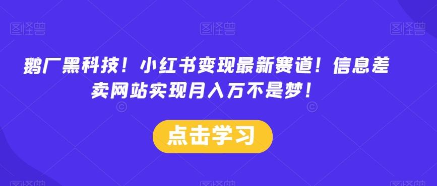 鹅厂黑科技！小红书变现最新赛道！信息差卖网站实现月入万不是梦！-179创客网