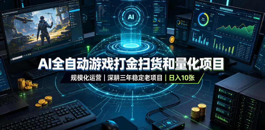 AI全自动游戏打金扫货和量化项目，规模化运营日入10张，深耕三年稳定老项目！【揭秘】-179创客网