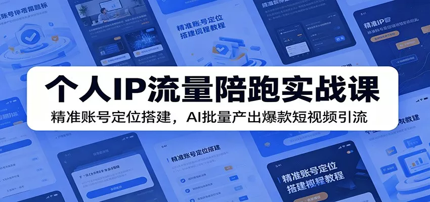 个人IP流量陪跑实战课：精准账号定位搭建，AI批量产出爆款短视频引流-179创客网