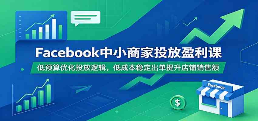 Facebook中小商家投放盈利课：低预算优化投放逻辑，低成本稳定出单提升店铺销售额-179创客网
