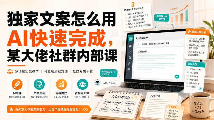 独家文案怎么用AI快速完成，某大佬社群内部课-179创客网