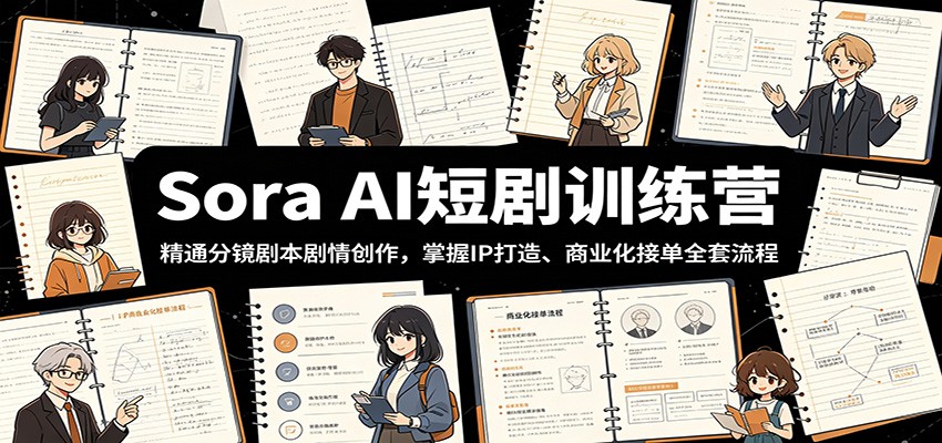 Sora AI短剧训练营：精通分镜剧本剧情创作，掌握IP打造、商业化接单全套流程-179创客网