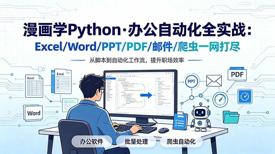 （19270期）漫画学Python·办公自动化全实战：Excel/Word/PPT/PDF/邮件/爬虫一网打尽-179创客网