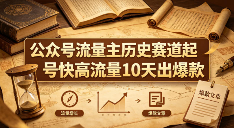 公众号流量主之历史赛道，起号快+高流量，10天就能出爆款！-179创客网