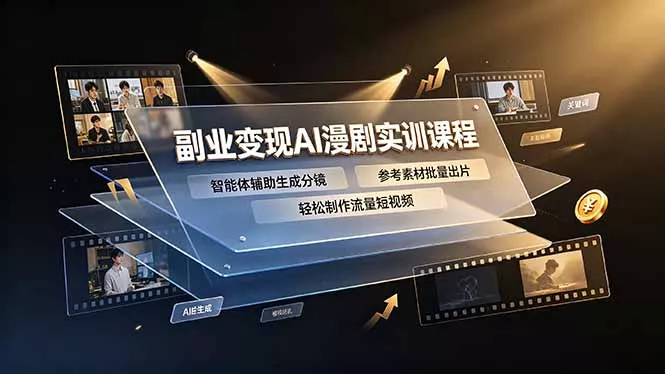 副业变现AI漫剧实训课程，智能体辅助生成分镜，参考素材批量出片，轻松制作流量短视频-179创客网