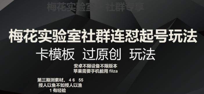 梅花实验室社群连怼起号玩法，卡模板过原创玩法【揭秘】-179创客网