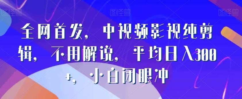 全网首发，中视频影视纯剪辑，不用解说，平均日入300+，小白闭眼冲-179创客网