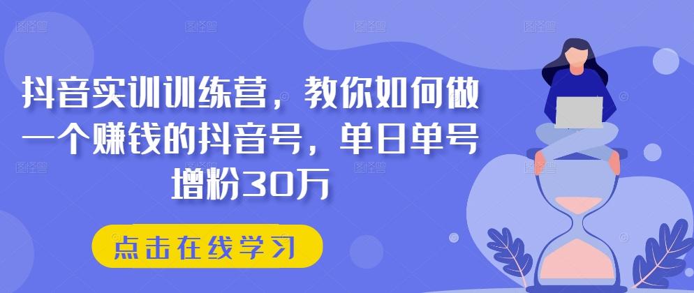 抖音实训训练营，教你如何做一个赚钱的抖音号，单日单号增粉30万-179创客网