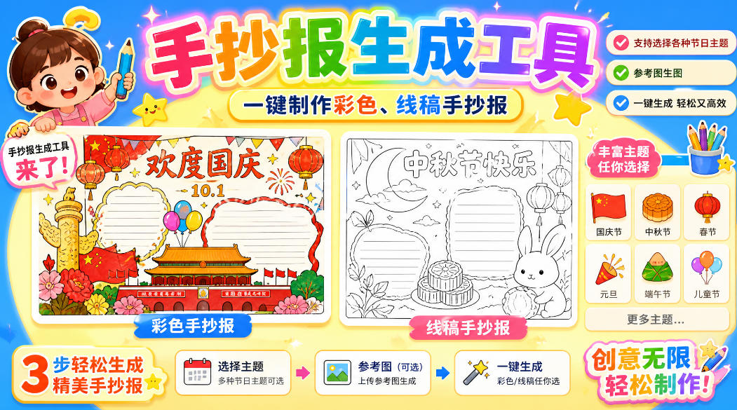 手抄报批量生成工具来了，完全免费，告别豆包生图，高清无水印-179创客网