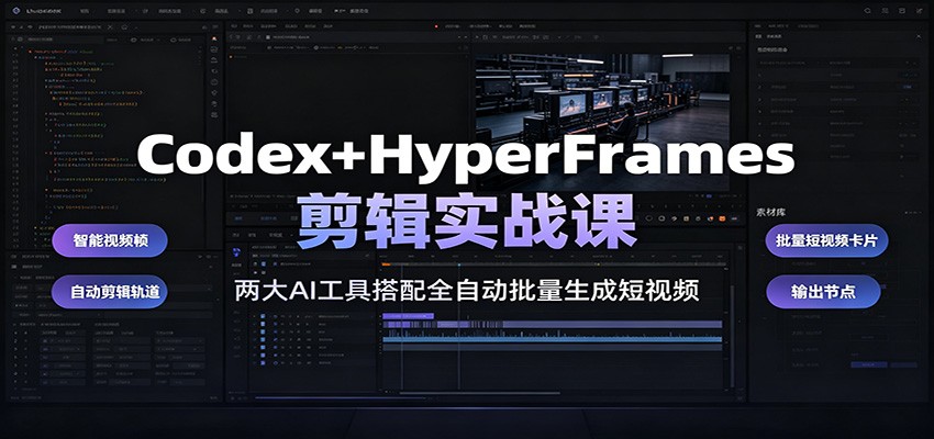 Codex+HyperFrames剪辑实战课：两大AI工具搭配全自动批量生成短视频-179创客网