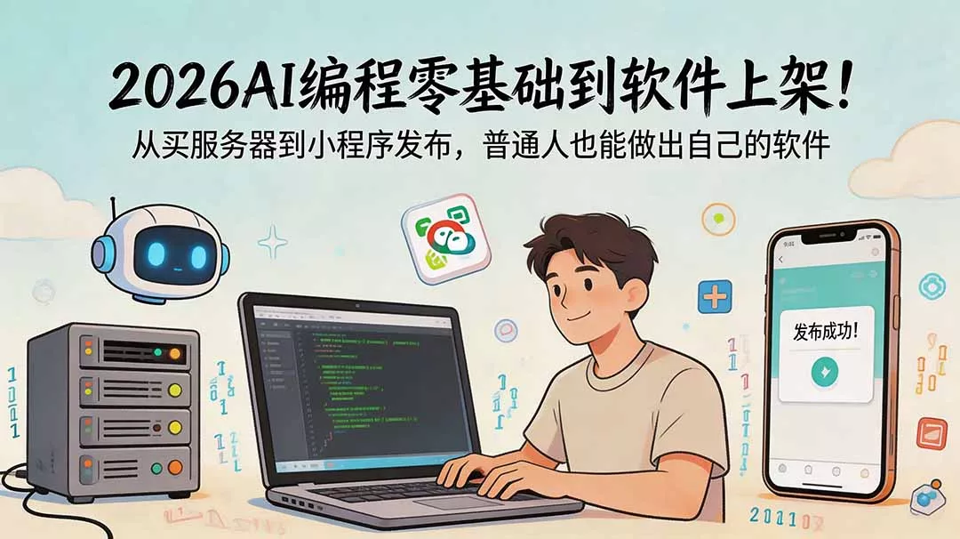 2026AI编程零基础到软件上架！从买服务器到小程序发布，普通人也能做出自己的软件-179创客网