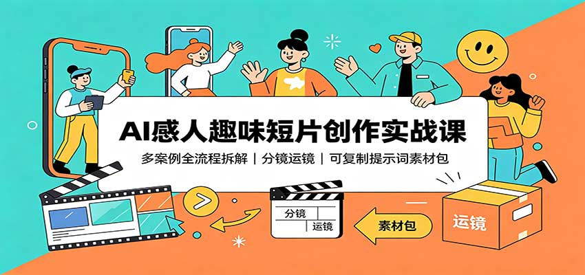 AI感人趣味短片创作实战课：多案例全流程拆解，分镜运镜，可复制提示词素材包-179创客网