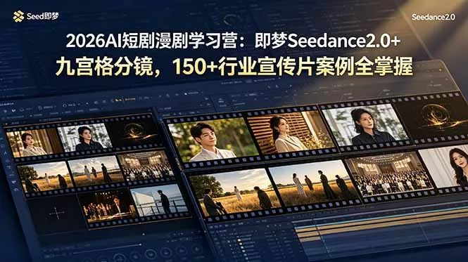 2026AI短剧漫剧学习营：即梦Seedance2.0+九宫格分镜，150+行业宣传片案例全掌握-179创客网