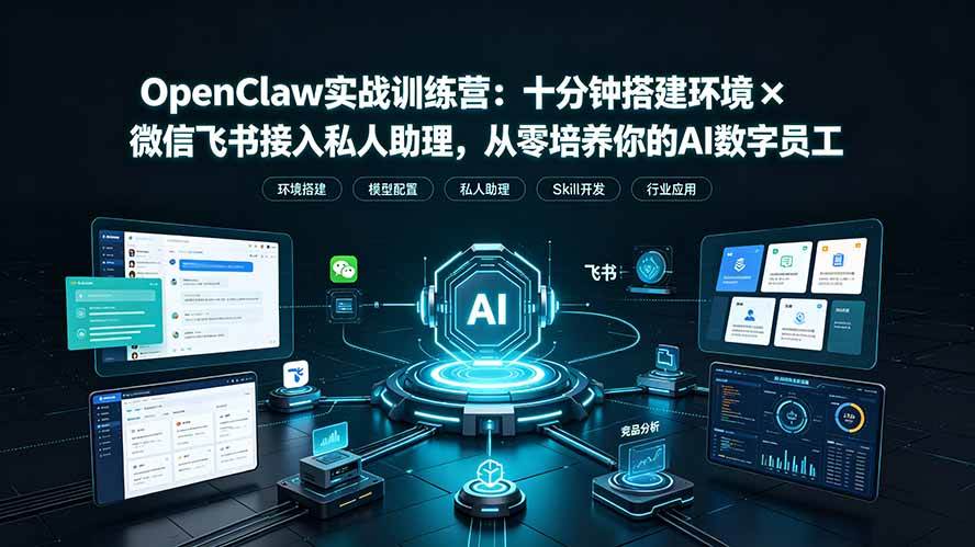 （19287期）OpenClaw实战特训营：十分钟搭建环境×微信飞书接入私人助理，从零培养你的AI数字员工-179创客网