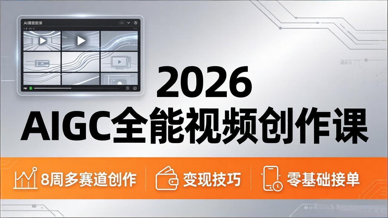 2026AIGC全能视频创作课，8周吃透多赛道创作+变现，零基础也能高效出片接单-179创客网