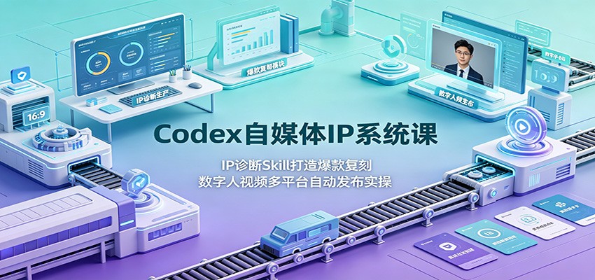 Codex自媒体IP系统课：IP诊断Skill打造爆款复刻，数字人视频多平台自动发布实操-179创客网