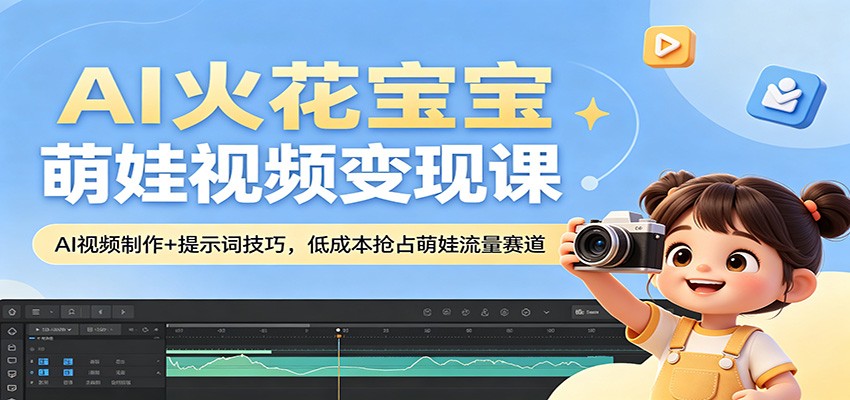 AI火花宝宝萌娃视频变现课：AI视频制作+提示词技巧，低成本抢占萌娃流量赛道-179创客网