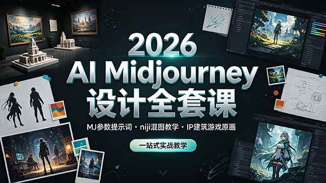 （19209期）2026 AI Midjourney设计全套课，MJ参数提示词niji混图教学，IP建筑游戏原画一站式实战教学-179创客网