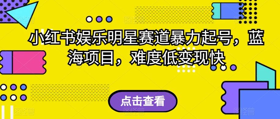 小红书娱乐明星赛道暴力起号，蓝海项目，难度低变现快【揭秘】-179创客网
