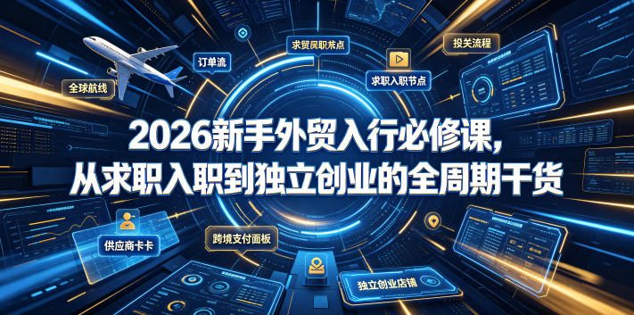 2026新手外贸入行必修课，从求职入职到独立创业的全周期干货-179创客网