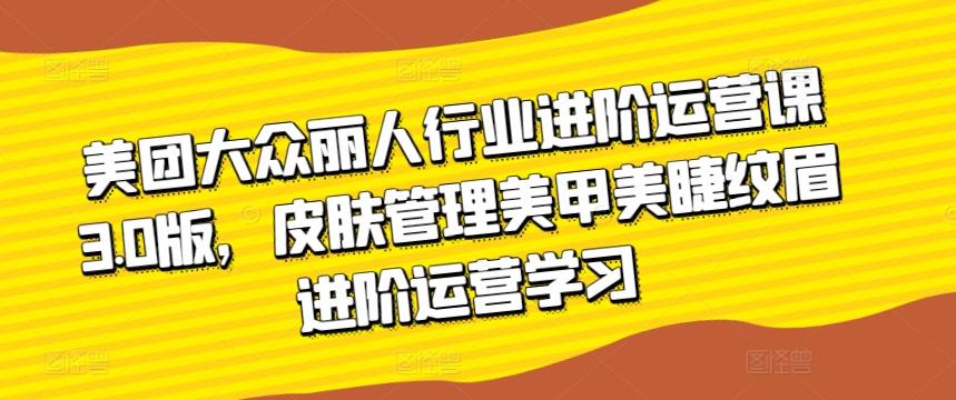 美团大众丽人行业进阶运营课3.0版，皮肤管理美甲美睫纹眉进阶运营学习-179创客网