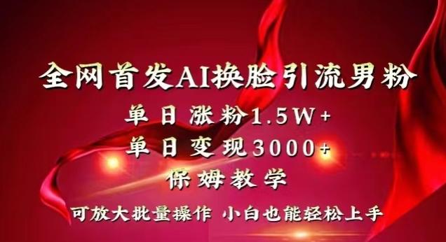 全网首发Ai换脸引流男粉，单日涨粉1.5w+，单日变现3000+，小白也能轻松上手拿结果【揭秘】-179创客网