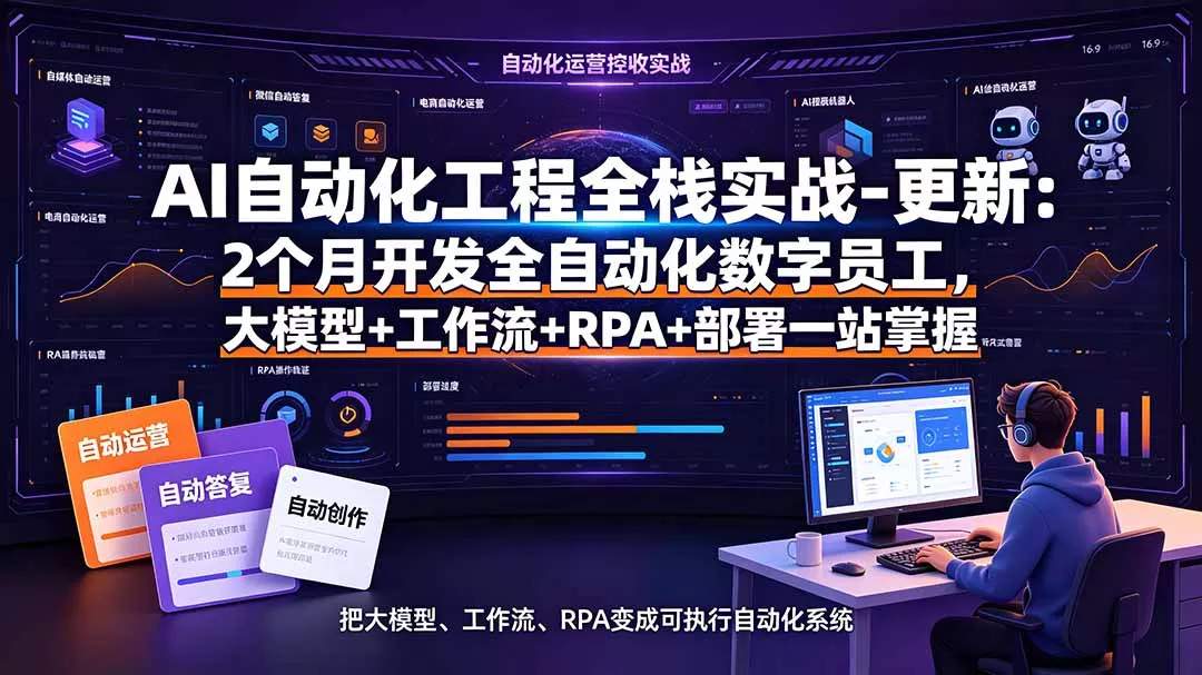 AI自动化工程全栈实战-更新：2个月开发全自动化数字员工，大模型+工作流+RPA+部署一站式掌握-179创客网