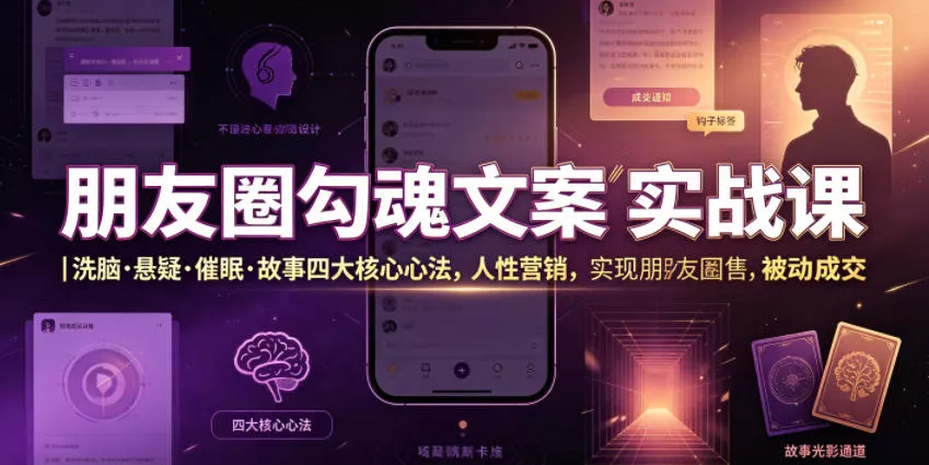 朋友圈勾魂文案实战课｜洗脑·悬疑·催眠·故事四大核心心法，吃透人性营销，实现朋友圈不销而售被动成交-179创客网