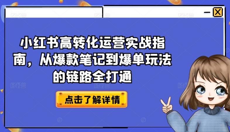 小红书高转化运营实战指南，从爆款笔记到爆单玩法的链路全打通-179创客网