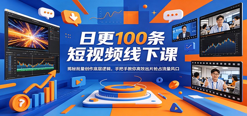 日更100条短视频线下课：揭秘批量创作底层逻辑，手把手教你高效出片抢占流量风口-179创客网