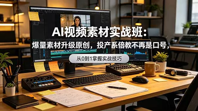 AI视频素材实战班：爆量素材升级原创，投产翻倍不再是口号，0-1系统教学实战落地-179创客网