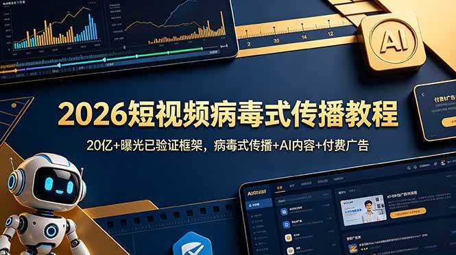 （18986期）2026短视频病毒式传播教程：20亿+曝光已验证框架，病毒式传播+AI内容+付费广告-179创客网
