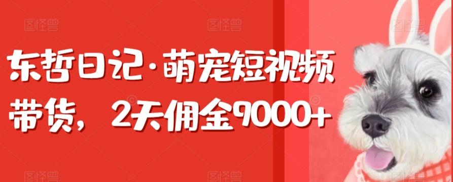 东哲日记·萌宠短视频带货，2天佣金9000+-网创资源