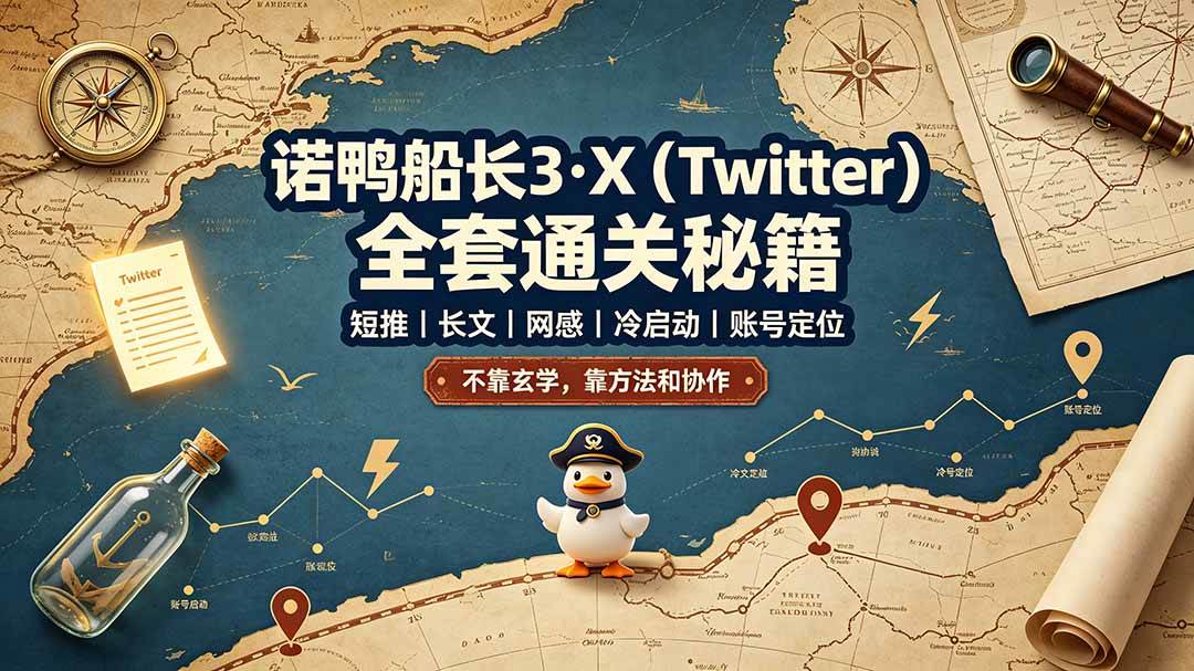 （19215期）诺鸭船长3·X（Twitter）全套通关秘籍，短推、长文、网感、冷启动、账号定位，不靠玄学，靠方法和协作-179创客网