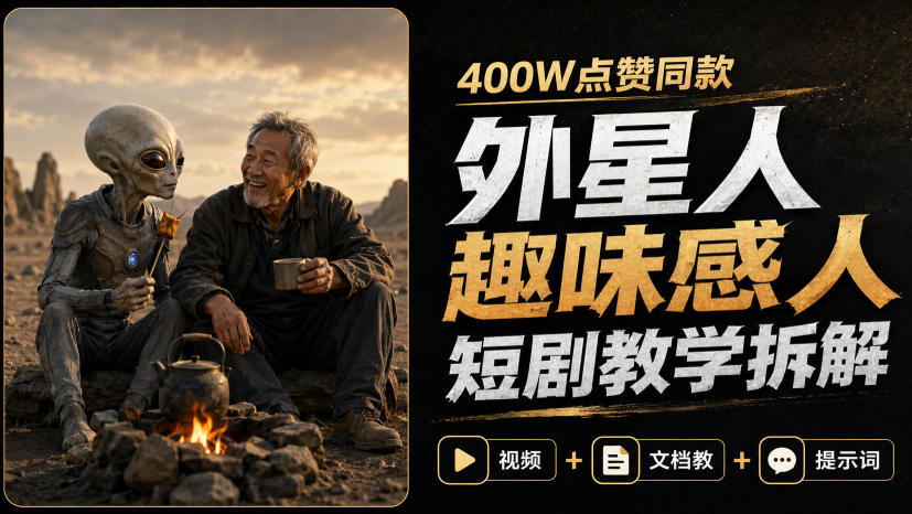 400W点赞同款外星人趣味感人短剧教学拆解，视频+文档教+提示词-179创客网
