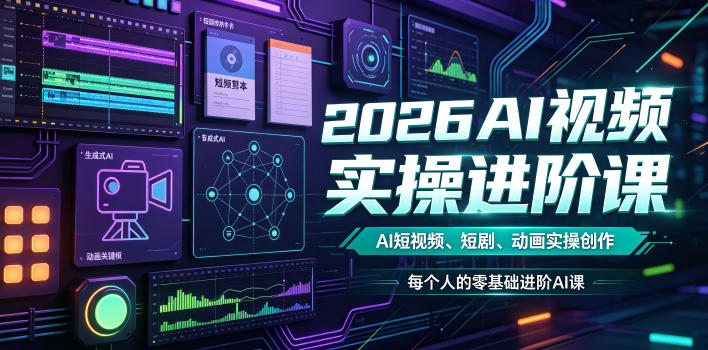 2026AI视频实操进阶课，AI短视频、短剧、动画实操创作，每个人的零基础进阶ai课（更新0825）-179创客网