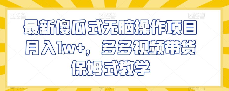 最新傻瓜式无脑操作项目月入1w+，多多视频带货保姆式教学【揭秘】-179创客网