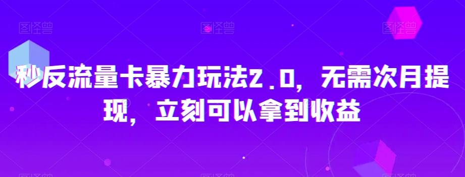 秒反流量卡暴力玩法2.0，无需次月提现，立刻可以拿到收益【揭秘】-179创客网