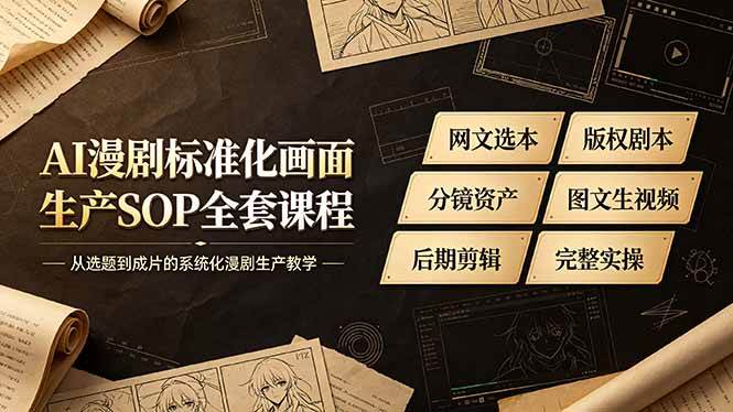 （19806期）AI漫剧标准化画面生产SOP全套课程-更新，网文选本版权剧本分镜资产全覆盖，图文生视频后期剪辑完整实操教学-179创客网