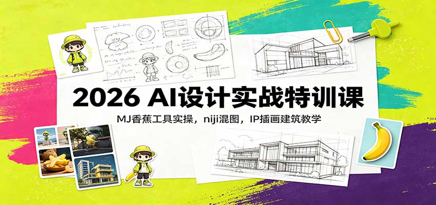 2026 AI设计实战特训课：MJ香蕉工具实操，niji混图，IP插画建筑教学-179创客网