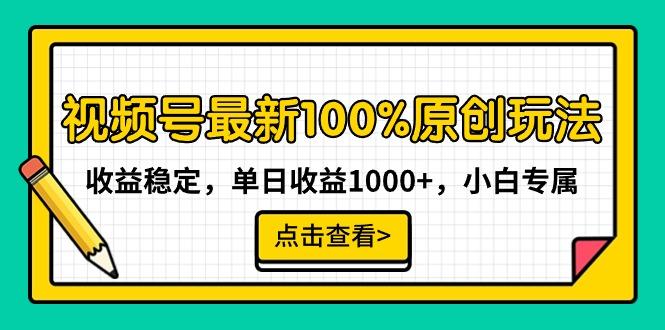 视频号最新100%原创玩法，收益稳定，单日收益1000+，小白专属-179创客网